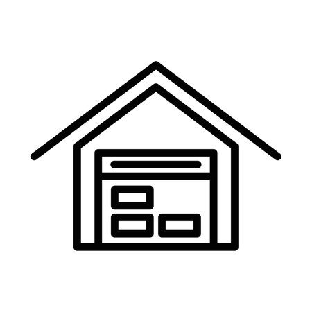 Warehouse icon logo sign vector outline in black and white colorのイラスト素材
