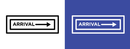 Airport arrival sign   sign vector outline in black and white colorのイラスト素材