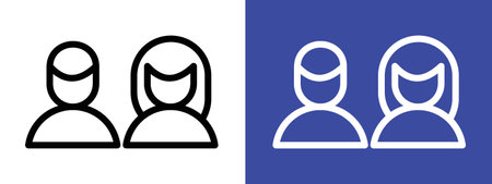 Couple icon  sign vector outline in black and white colorのイラスト素材