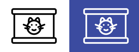 Cat food icon logo sign vector outline in black and white colorのイラスト素材