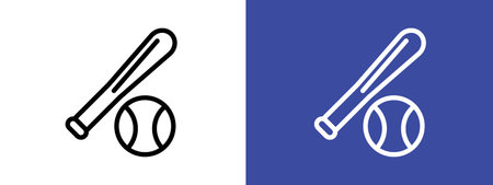 Baseball icon logo sign vector outline in black and white colorのイラスト素材