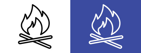 Bonfire icon logo sign vector outline in black and white colorのイラスト素材