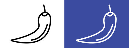 Chilli icon logo sign vector outline in black and white colorのイラスト素材