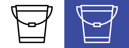 Bucket icon logo sign vector outline in black and white colorのイラスト素材
