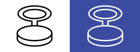 Cosmetic powder with mirror icon logo sign vector outline in black and white colorのイラスト素材