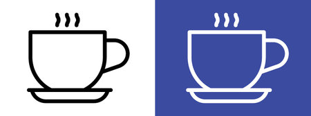 Cup of coffee icon logo sign vector outline in black and white colorのイラスト素材