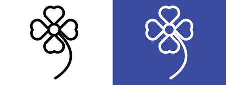 Four leaf clover icon logo sign vector outline in black and white color