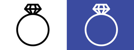 Diamond ring icon logo sign vector outline in black and white colorのイラスト素材