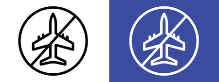 Dont fly sign logo sign vector outline in black and white colorのイラスト素材