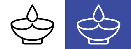 Diya icon logo sign vector outline in black and white colorのイラスト素材