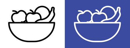 Fruit basket icon logo sign vector outline in black and white colorのイラスト素材