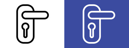 Door handle icon logo sign vector outline in black and white colorのイラスト素材