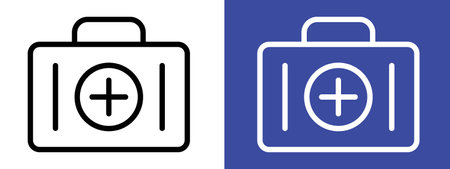 First aid box icon logo sign vector outline in black and white colorのイラスト素材
