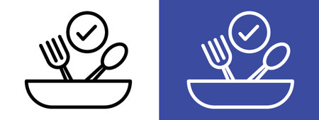 Food safety icon logo sign vector outline in black and white colorのイラスト素材