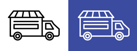 Food truck icon logo sign vector outline in black and white colorのイラスト素材
