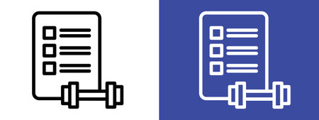 Fitness plan icon logo sign vector outline in black and white colorのイラスト素材
