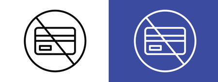 Credit card with prohibition sign logo sign vector outline in black and white colorのイラスト素材