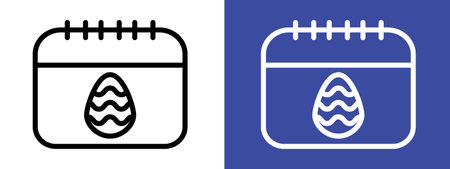 Ester calendar icon logo sign vector outline in black and white colorのイラスト素材