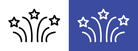 Fireworks icon logo sign vector outline in black and white colorのイラスト素材