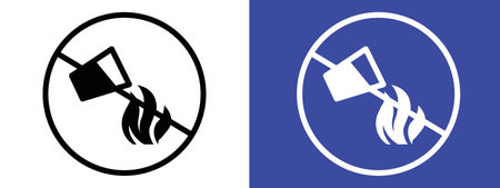 Do not extinguish with water sign logo sign vector outline in black and white colorのイラスト素材