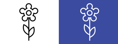 Flower icon logo sign vector outline in black and white colorのイラスト素材