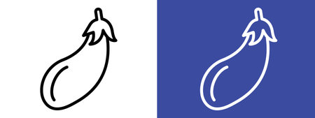 Eggplant icon logo sign vector outline in black and white colorのイラスト素材