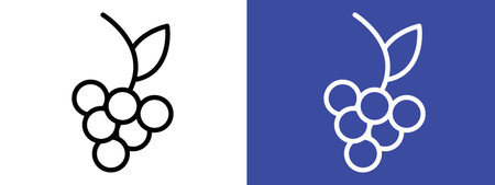 Grape icon logo sign vector outline in black and white colorのイラスト素材
