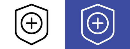 Immune guard icon logo sign vector outline in black and white colorのイラスト素材