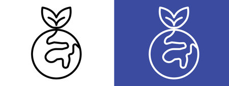 Green earth planet icon logo sign vector outline in black and white colorのイラスト素材