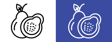 Guava icon logo sign vector outline in black and white colorのイラスト素材