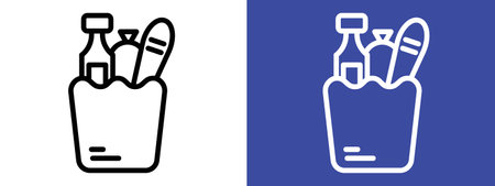 Groceries icon logo sign vector outline in black and white colorのイラスト素材