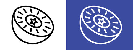 Kiwi icon logo sign vector outline in black and white colorのイラスト素材