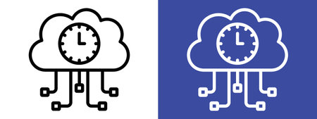 High server uptime icon logo sign vector outline in black and white colorのイラスト素材