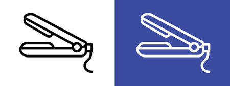 Hair straightener icon logo sign vector outline in black and white colorのイラスト素材