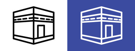 Kaaba icon logo sign vector outline in black and white colorのイラスト素材