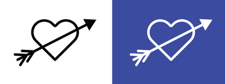 Heart with arrow icon logo sign vector outline in black and white colorのイラスト素材