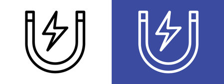 Magnet icon logo sign vector outline in black and white colorのイラスト素材