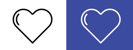 Heart icon logo sign vector outline in black and white colorのイラスト素材