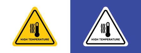 High temperature warning sign logo sign vector outline in black and white colorのイラスト素材