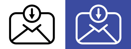 Inbox icon logo sign vector outline in black and white colorのイラスト素材