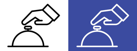 Hand touching service bell icon logo sign vector outline in black and white colorのイラスト素材