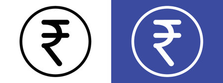 Indian rupee icon logo sign vector outline in black and white colorのイラスト素材