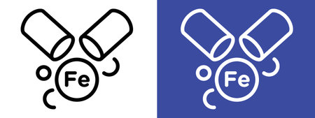 Iron capsule icon logo sign vector outline in black and white colorのイラスト素材