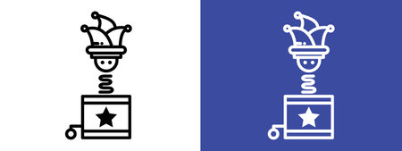 Jack in the box icon logo sign vector outline in black and white colorのイラスト素材