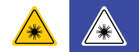 Laser warning icon logo sign vector outline in black and white colorのイラスト素材