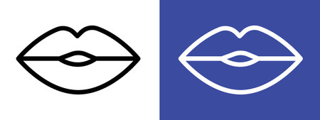 Lips icon logo sign vector outline in black and white colorのイラスト素材