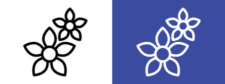 Jasmine icon logo sign vector outline in black and white colorのイラスト素材