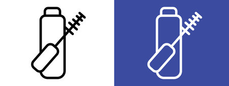 Mascara brush icon logo sign vector outline in black and white colorのイラスト素材