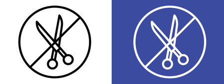 No scissors or no knives sign logo sign vector outline in black and white colorのイラスト素材