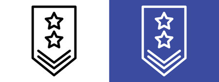 Military rank badge icon logo sign vector outline in black and white colorのイラスト素材
